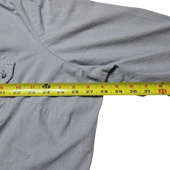 APT 9 Shirt Womens Plus 3X Gray Pinstripe Button Up Roll Tab Sleeve Essential - Picture 3 of 14